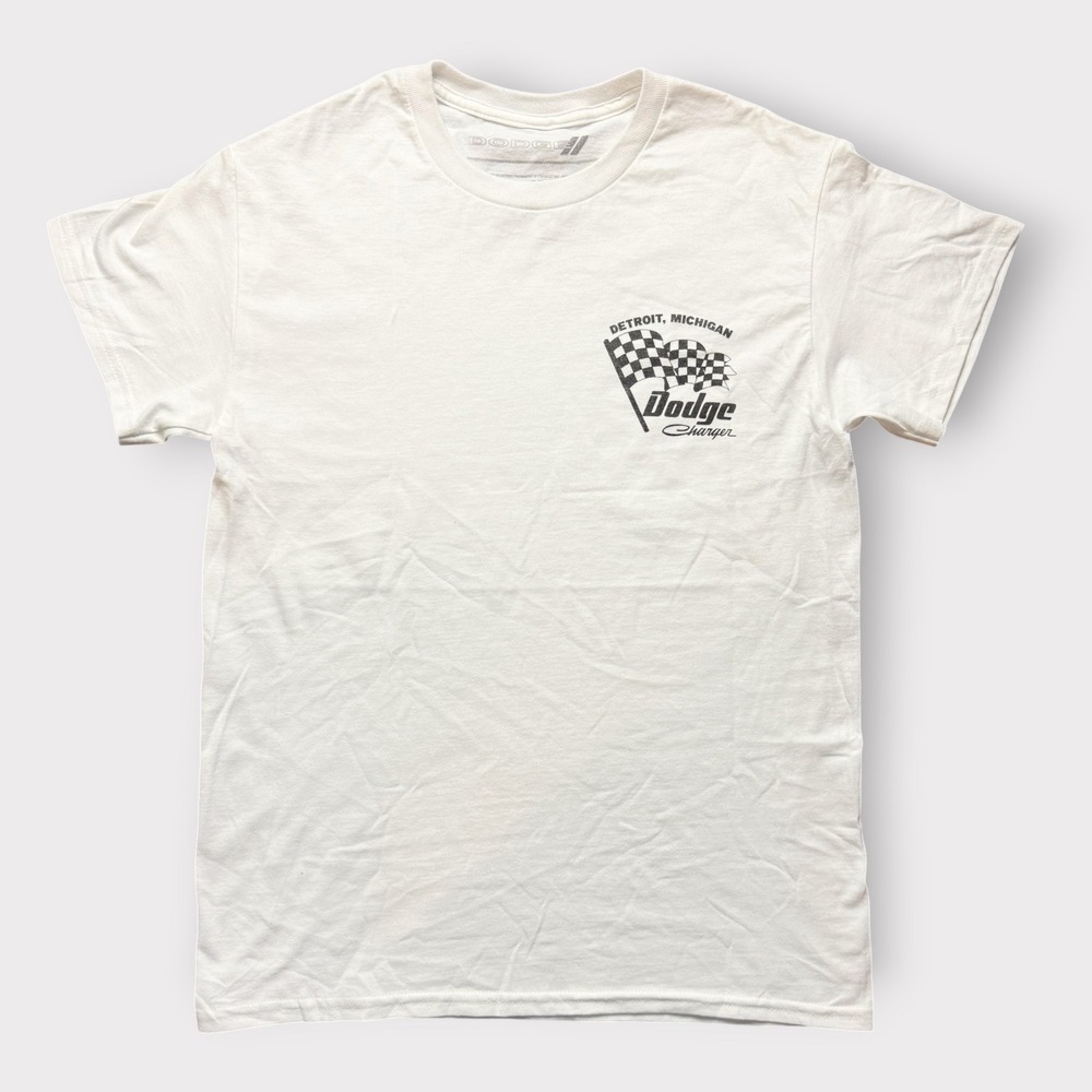 Dodge Charger Detroit Michigan Racing Graphic T-Shirt White Mens Small‎